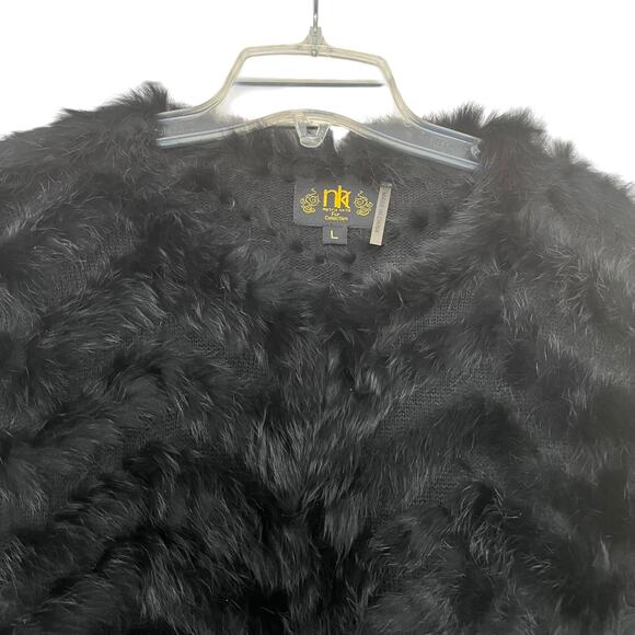 Metric Knits Fur Collection Black Rabbit Fur Chevron Mob Wife Coat Size Large - Picture 4 of 10